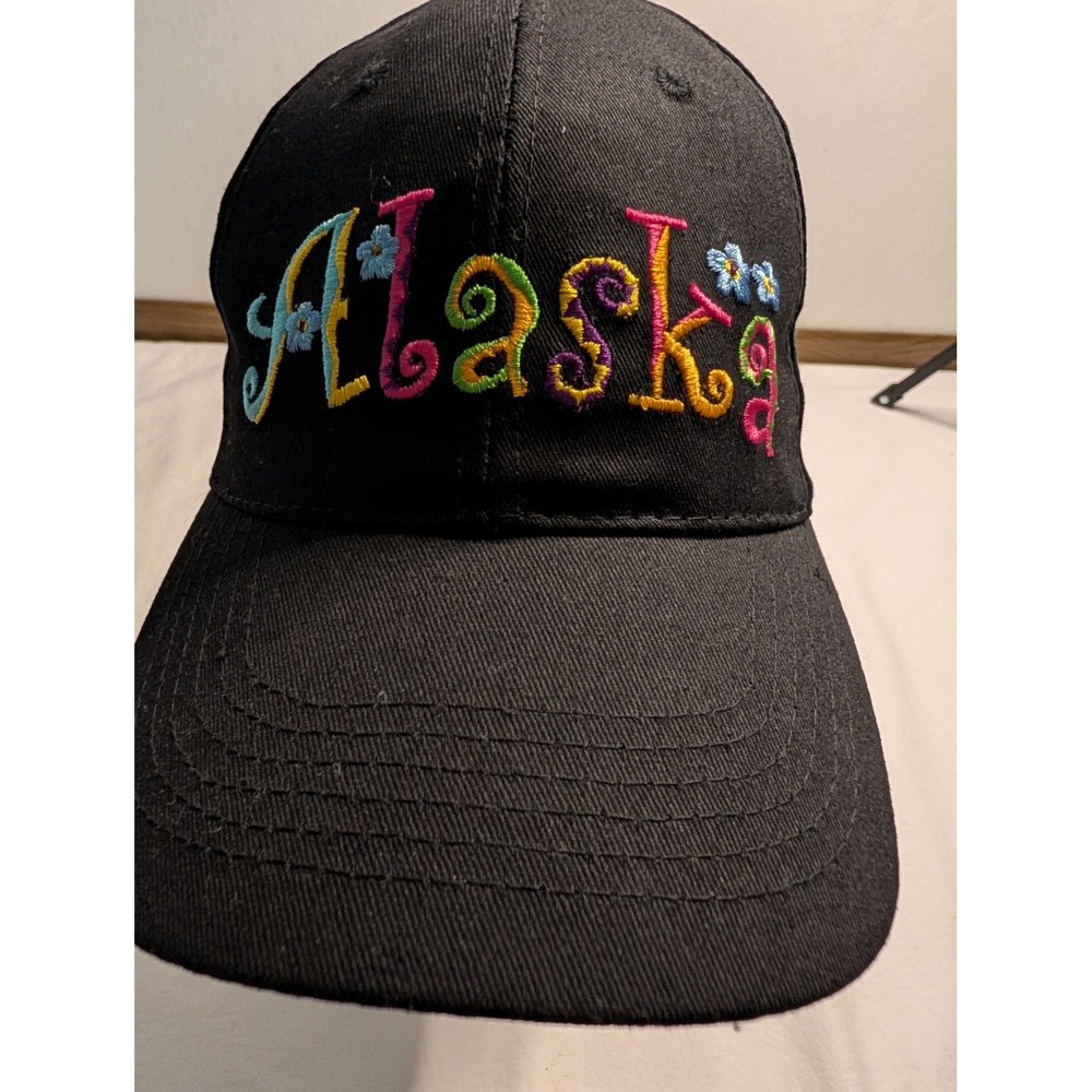 Genuine 907 Alaska Brand Black Baseball Cap Multi Color Embroidered Souvenir Hat